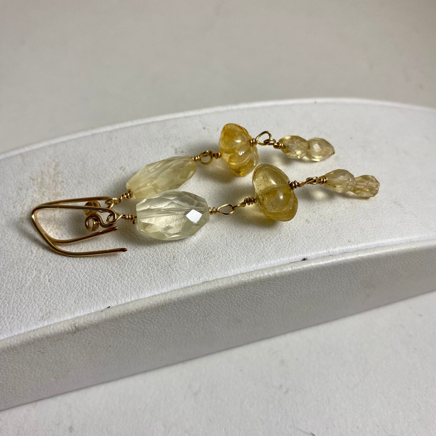 Long Citrine Earrings by Hip Chick Glass, 14 Karat Gold Fill Earrings, Handmade Gemstone Jewelry, November Birthstone Gift