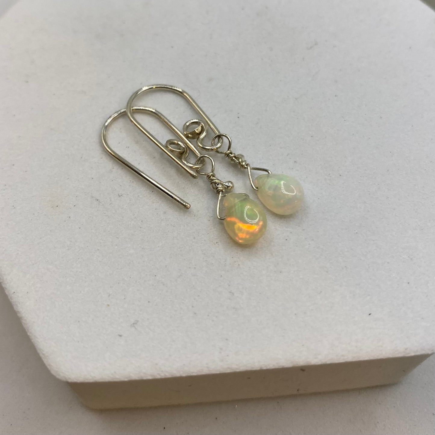 Ethiopian Opal Earrings by Hip Chick Glass, Sterling Silver Earrings, Handmade Gemstone Jewelry, October Birthstone Gift