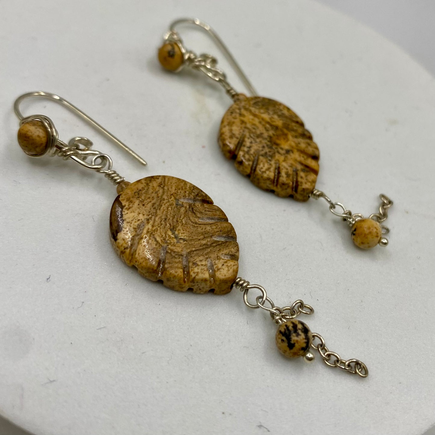 Picture Jasper Dangle Earrings by Hip Chick Glass, Sterling Silver Earrings, Handmade Gemstone Jewelry, Handmade Jewelry Gift
