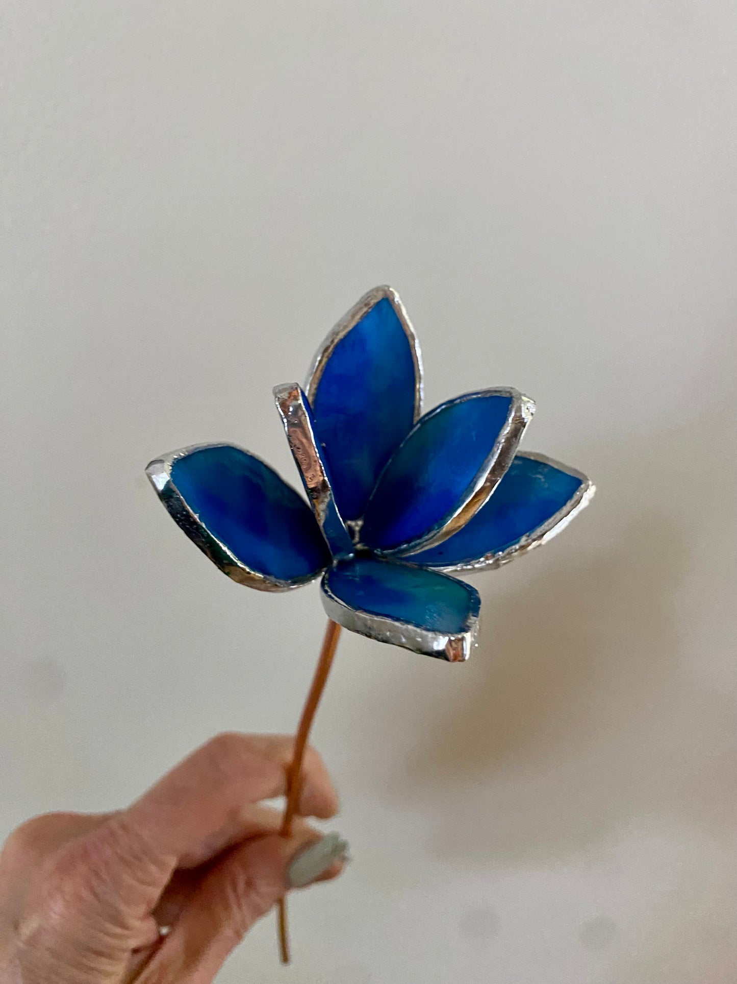 Flowers | Stained Glass Flower Bouquet, Glass Flowers with Quartz Crystals and Pearls on a Stem, Handmade Home Decor, Wedding Bouquet Keepsake, Tabletop Decor