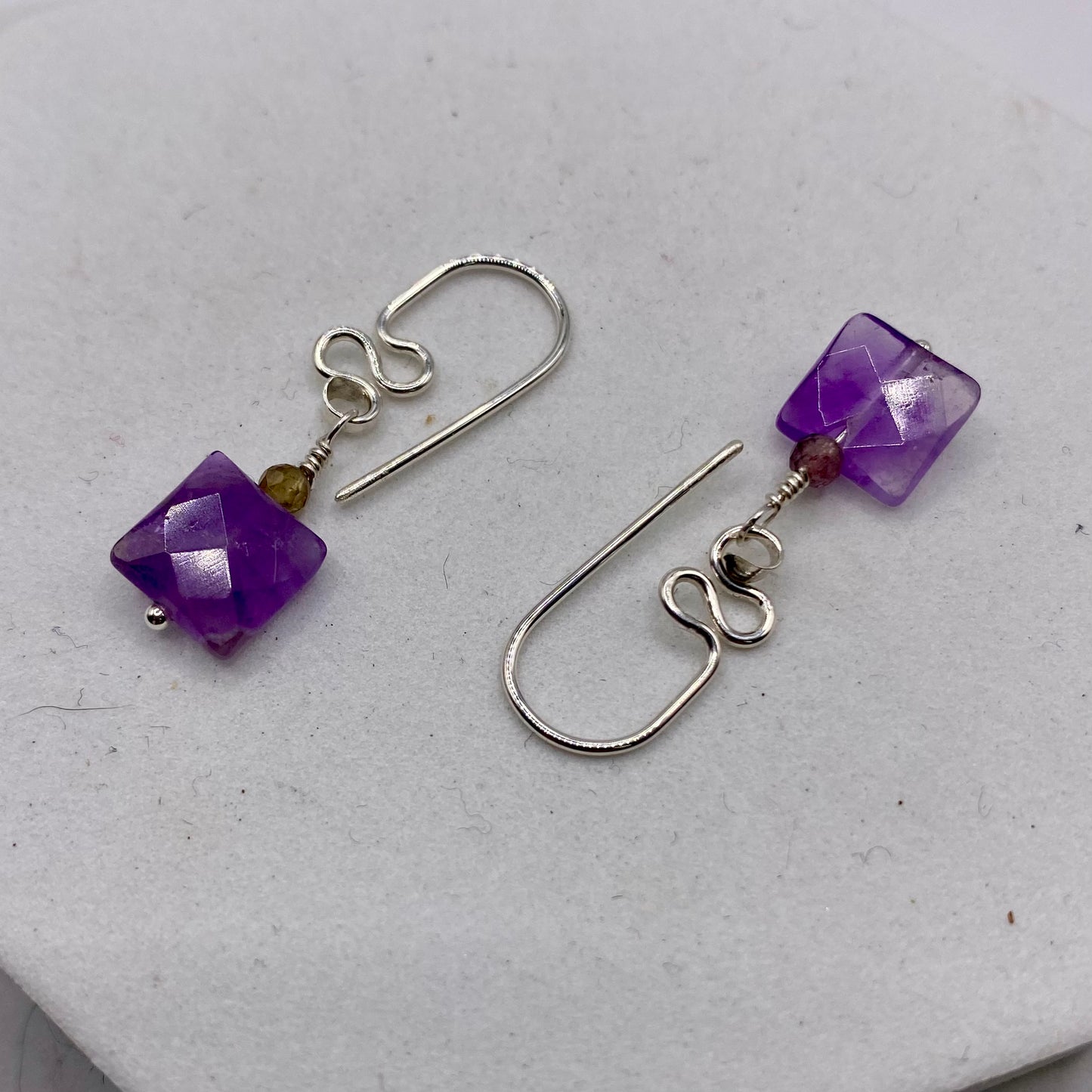 Amethyst Earrings by Hip Chick Glass, Sterling Silver Earrings, Handmade Gemstone Jewelry, February Birthstone Gift