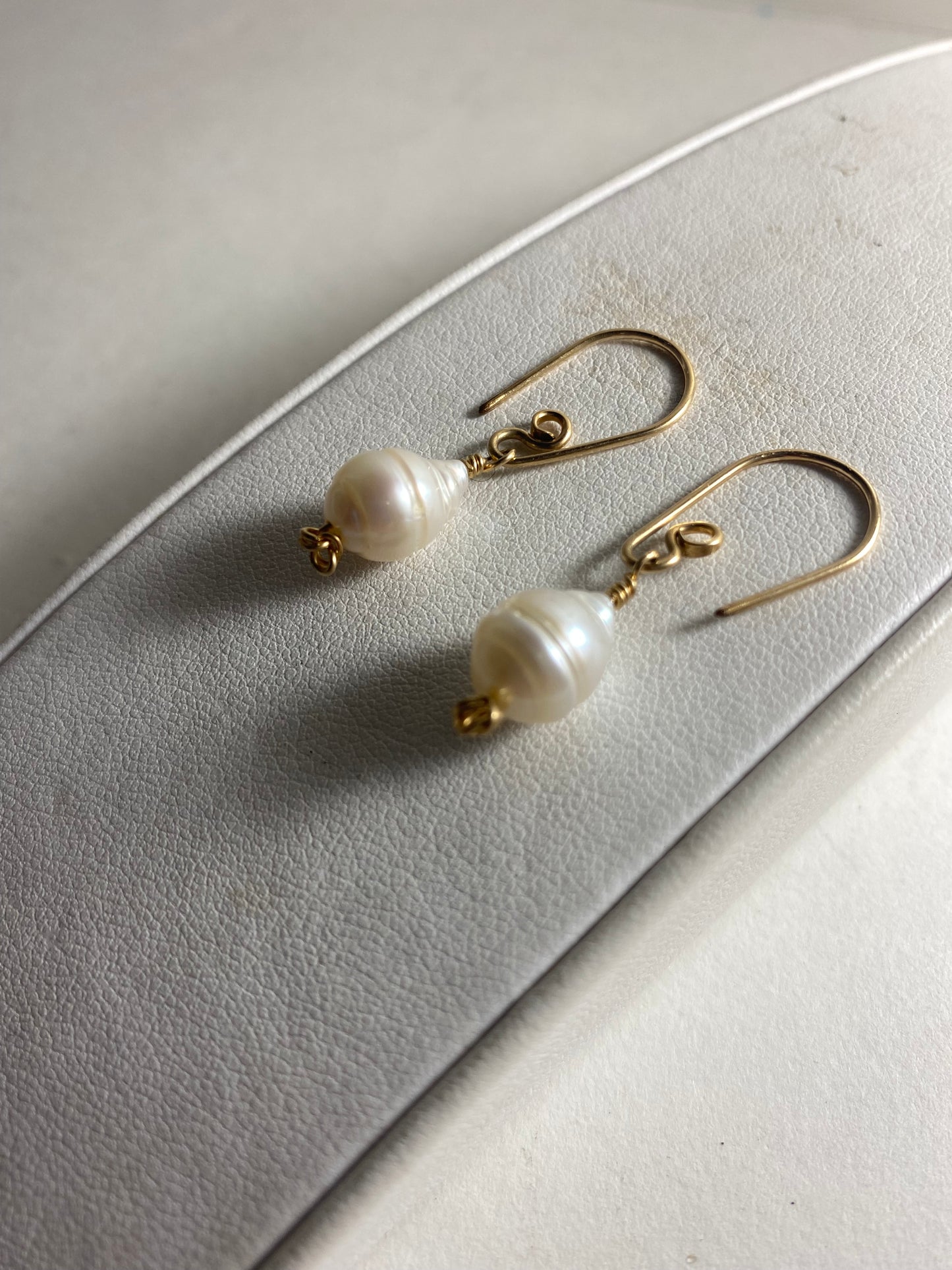 Gold Akoya Pearl Drop Earrings by Hip Chick Glass, 14 Karat Gold Fill Earrings, Handmade Gemstone Jewelry, June Birthstone Gift