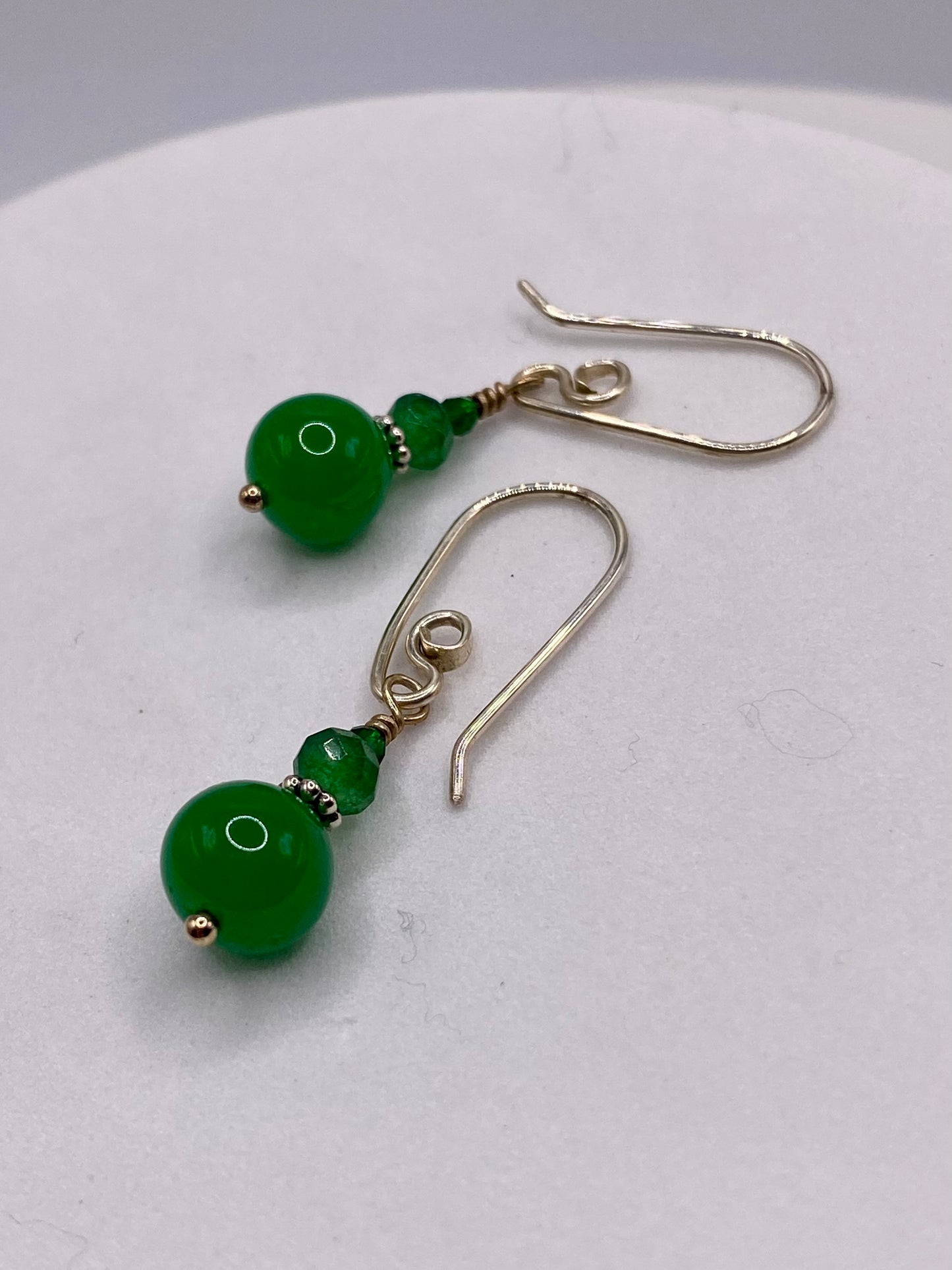 Handmade Green Agate & Peridot Sterling Silver Earrings by Hip Chick Glass, Sterling Silver Earrings, Handmade Gemstone Jewelry, Birthstone Gift