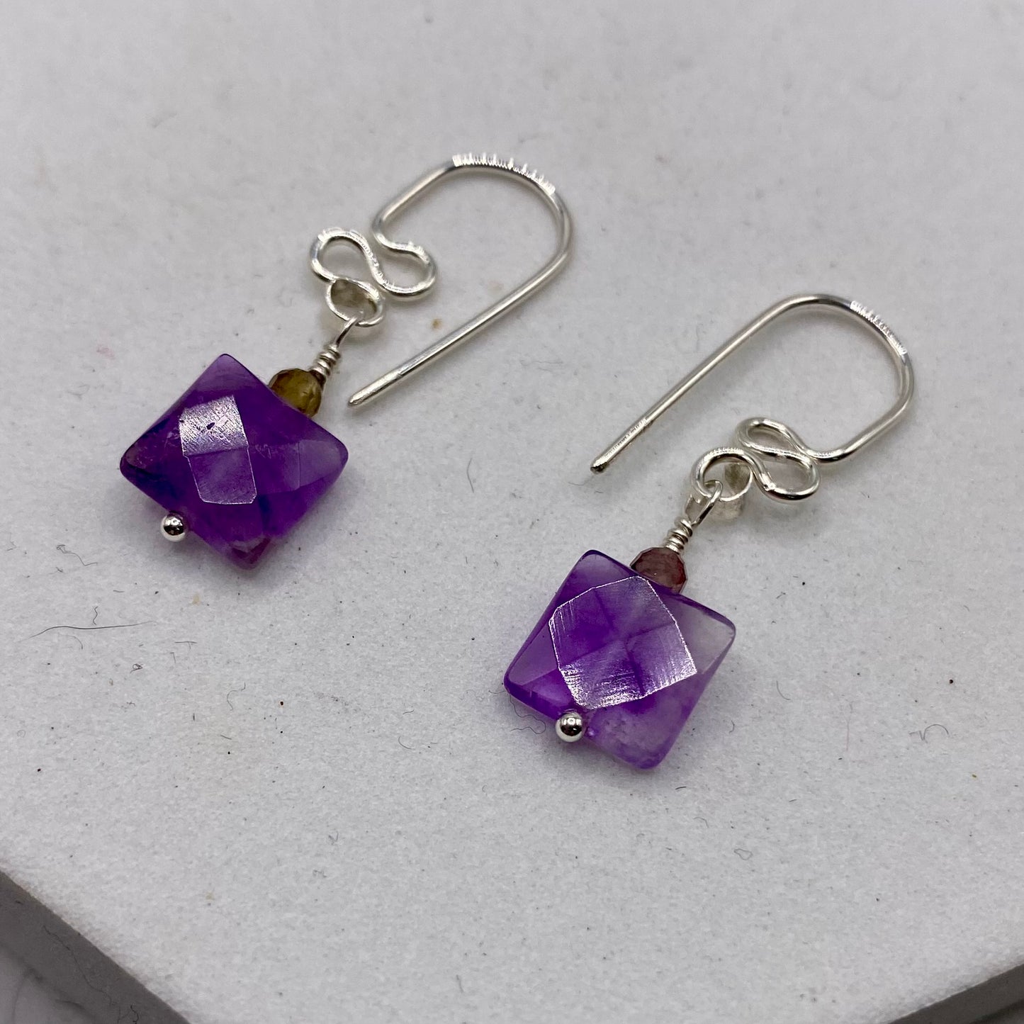 Amethyst Earrings by Hip Chick Glass, Sterling Silver Earrings, Handmade Gemstone Jewelry, February Birthstone Gift