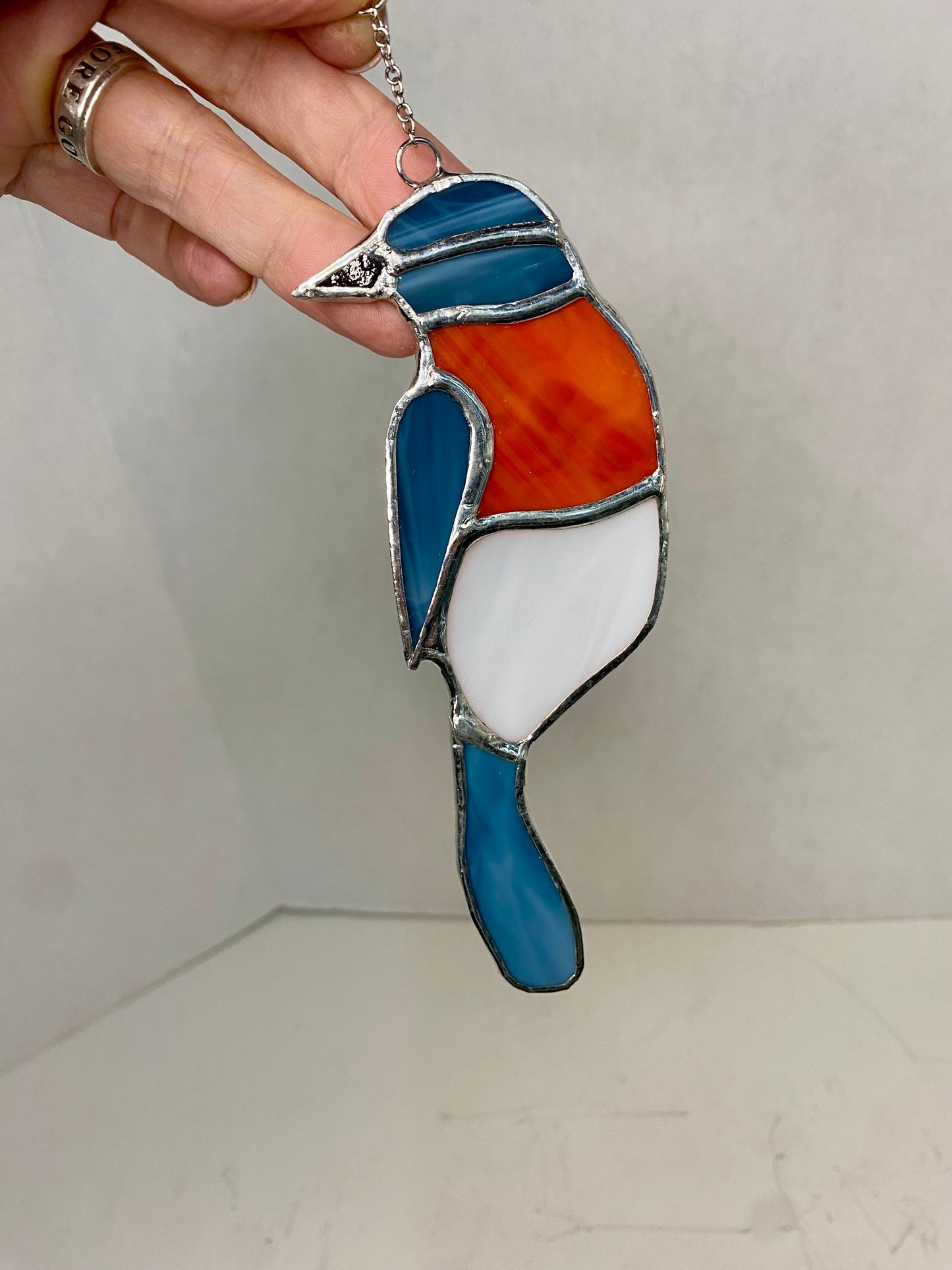 Stained Glass Baltimore Orielo Bird Suncatcher by Hip Chick Glass, Handmade Bird Ornaments