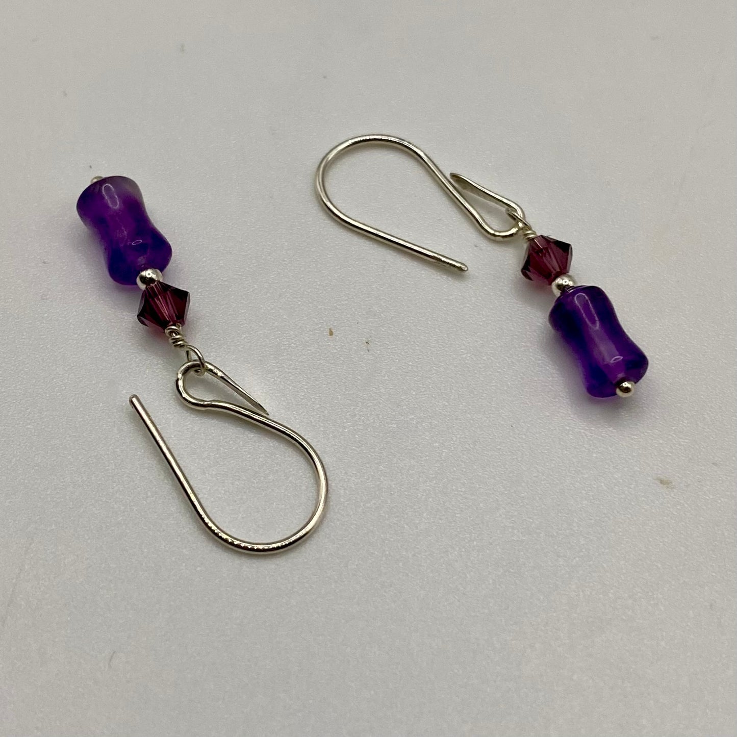 Amethyst & Swarovski Crystal Earrings by Hip Chick Glass, Sterling Silver Earrings, Handmade Gemstone Jewelry, Handmade Jewelry Gift, February Birthstone