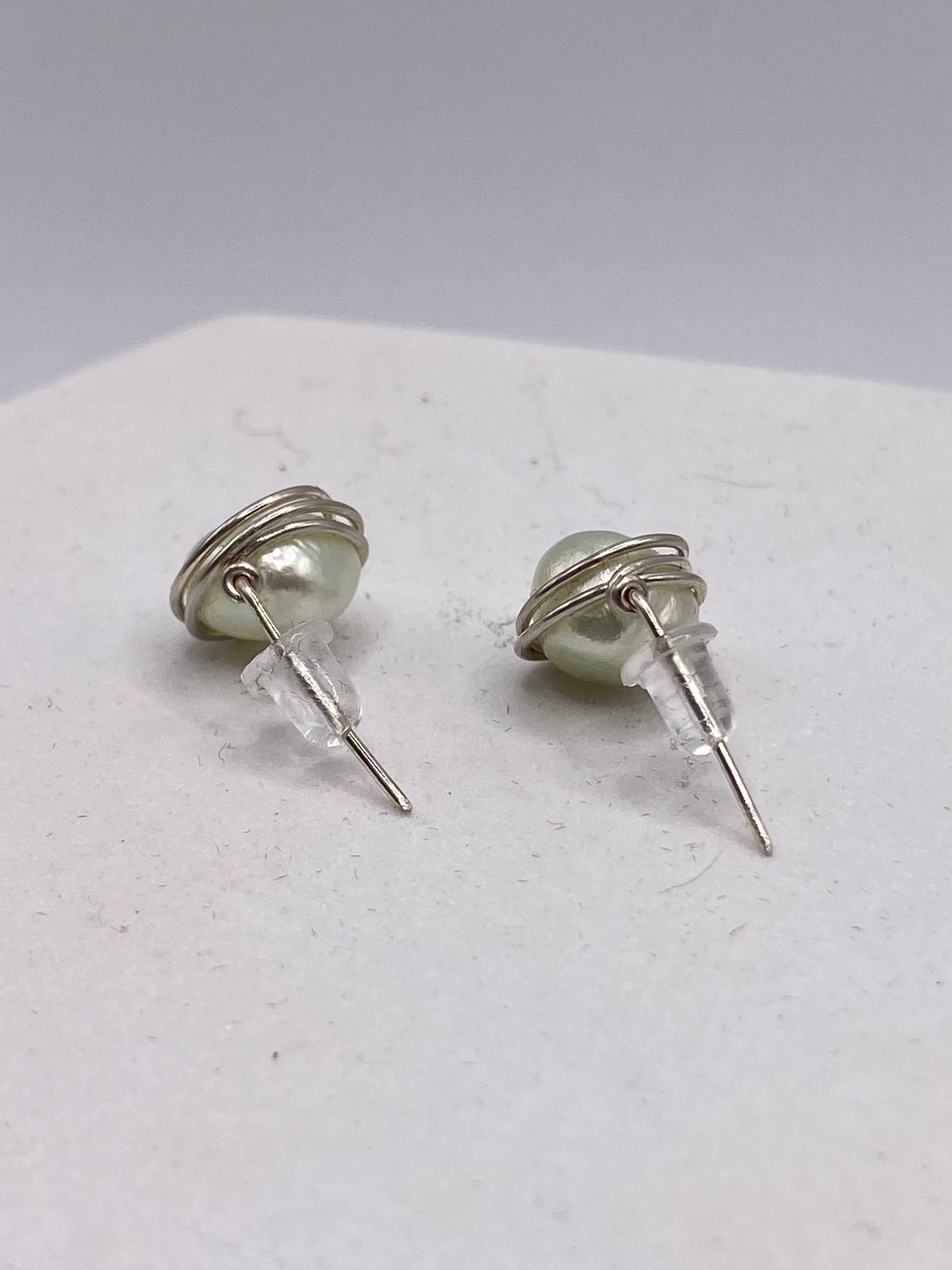 Freshwater Pearl Stud Earrings by Hip Chick Jewelry, Pearl Studs, Pearl Earrings, Silver Pearl Earrings, Handmade Earrings