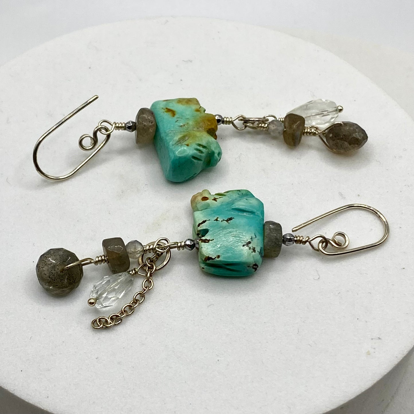 Turquoise, Labradorite, Quartz, Hematite & Moonstone Earrings by Hip Chick Glass, Sterling Silver Earrings, Handmade Gemstone Jewelry, Boho Luxe Earrings