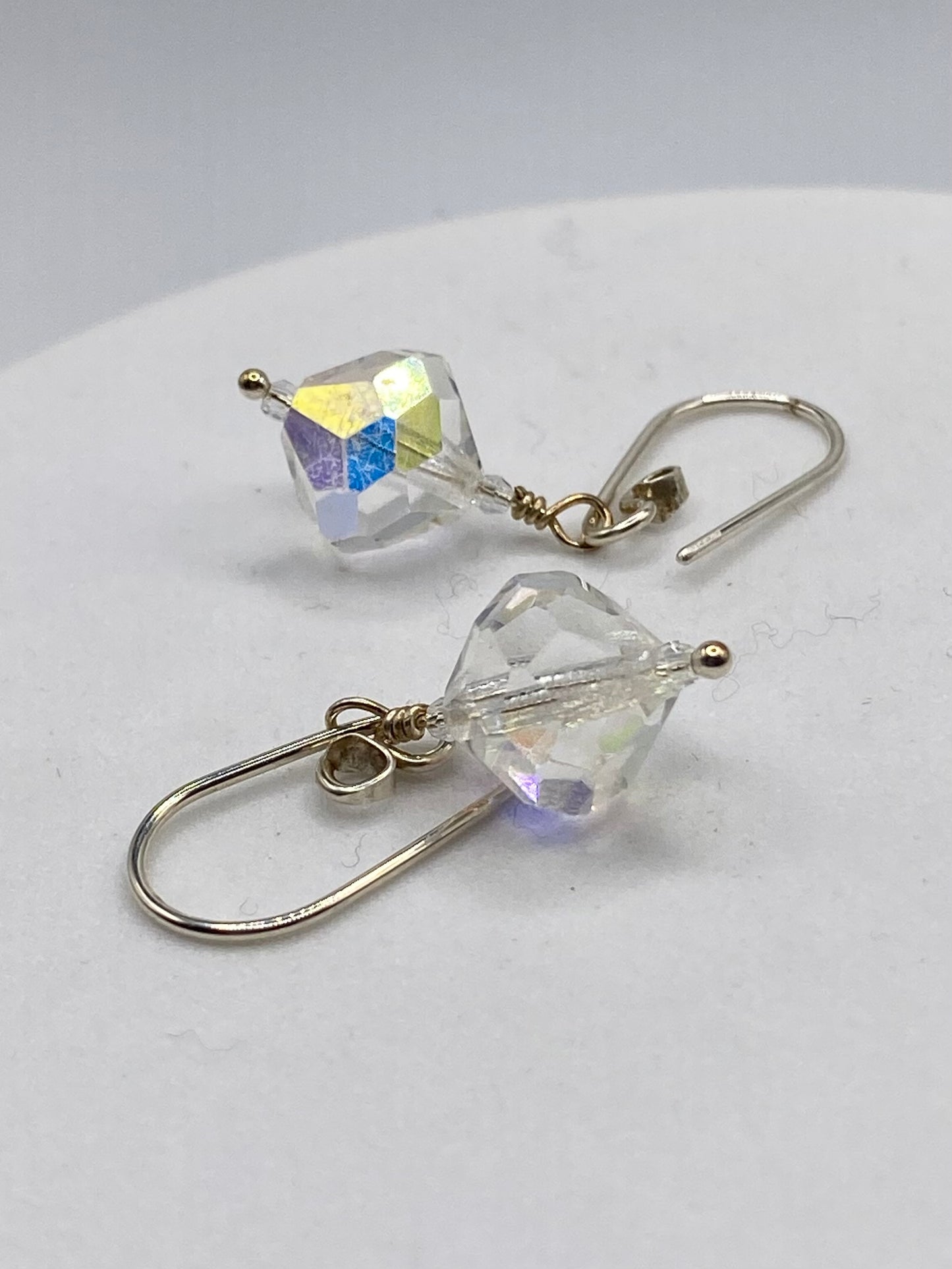 Vintage Crystal Drop Earrings by Hip Chick Glass, Sterling Silver Earrings, Handmade Gemstone Jewelry, Birthstone Gift