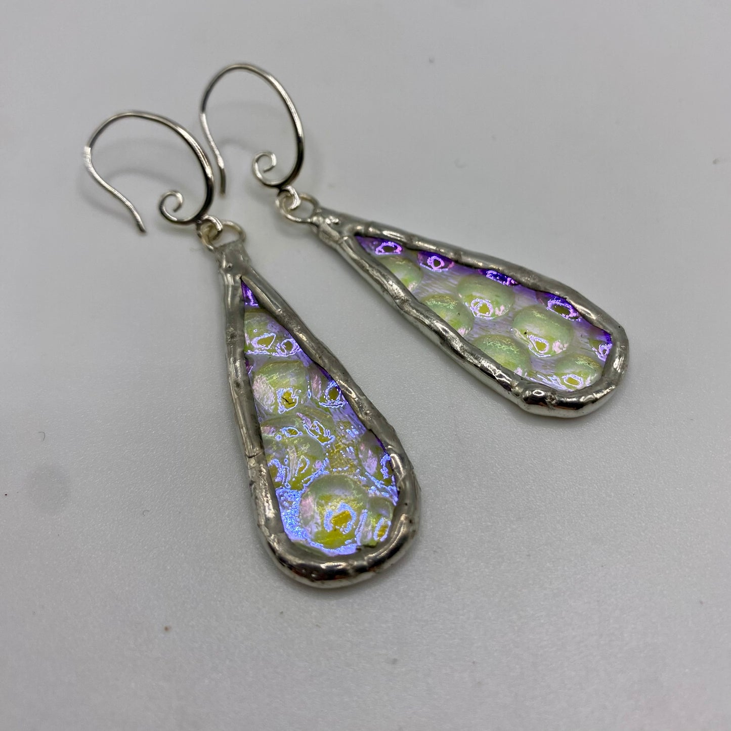 Raindrop Teardrop Earrings | Dichroic Glass Earrings by Hip Chick Glass, Handmade Dangle & Drop Earrings, Iridescent Glass Earrings, Handmade Jewelry