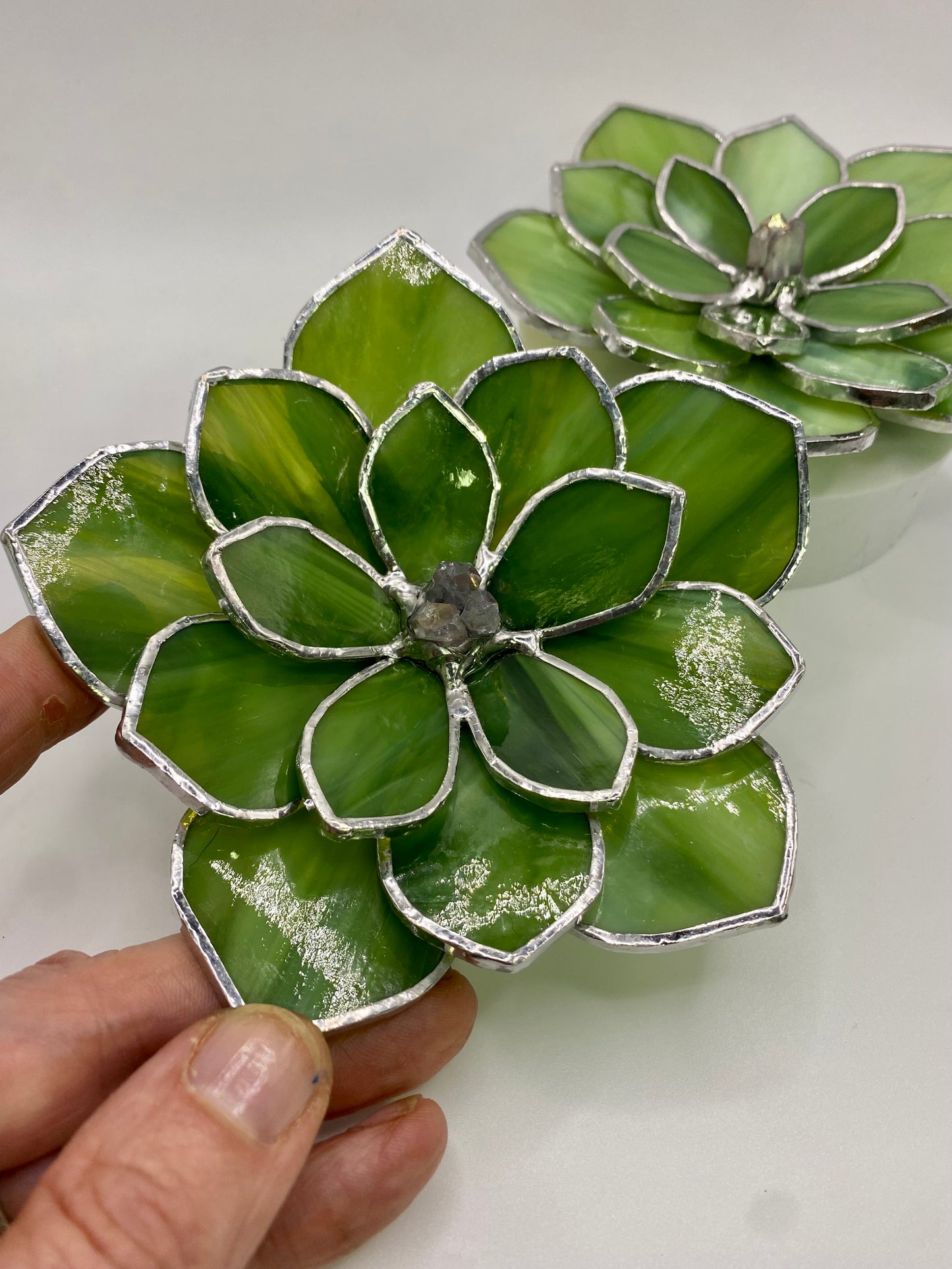 Stained Glass Succulent by Hip Chick Glass, Handmade Stained Glass Flower, Original Glass Art