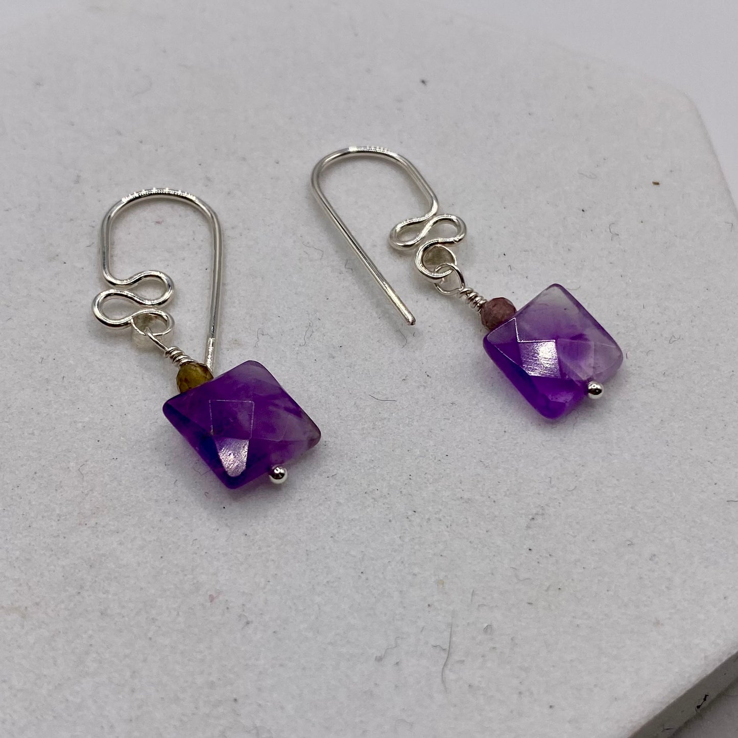 Amethyst Earrings by Hip Chick Glass, Sterling Silver Earrings, Handmade Gemstone Jewelry, February Birthstone Gift