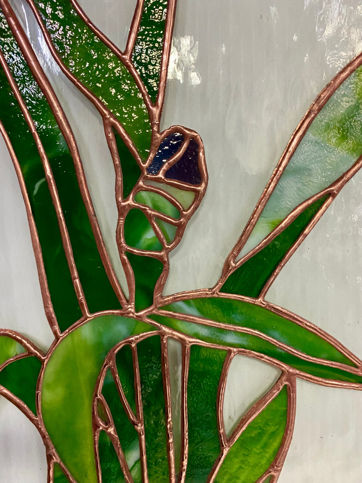 Iris Double Stained Glass Panels by Hip Chick Glass LLC.