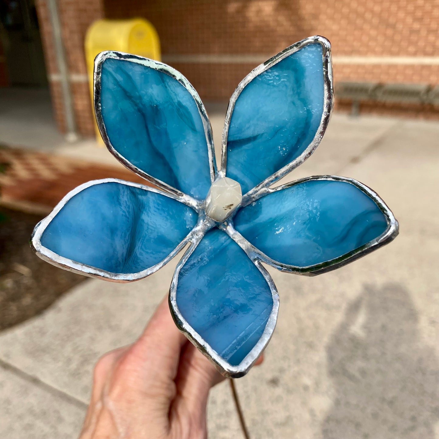 Flowers | Stained Glass Flower Bouquet, Glass Flowers with Quartz Crystals and Pearls on a Stem, Handmade Home Decor, Wedding Bouquet Keepsake, Tabletop Decor