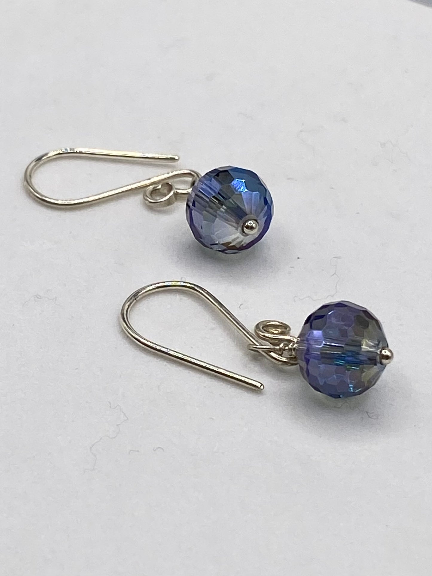 Blue Crystal Drop Earrings by Hip Chick Glass, Sterling Silver Earrings, Handmade Gemstone Jewelry, Birthstone Gift