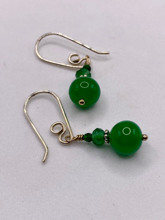 Handmade Green Agate & Peridot Sterling Silver Earrings by Hip Chick Glass, Sterling Silver Earrings, Handmade Gemstone Jewelry, Birthstone Gift