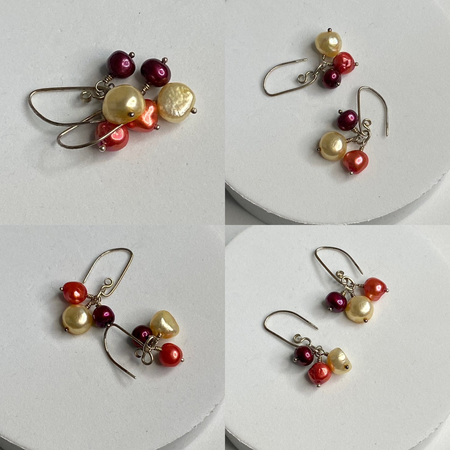 Colorful Pearl Cluster Earrings by Hip Chick Glass, Sterling Silver Earrings, Handmade Gemstone Jewelry, June Birthstone Gift