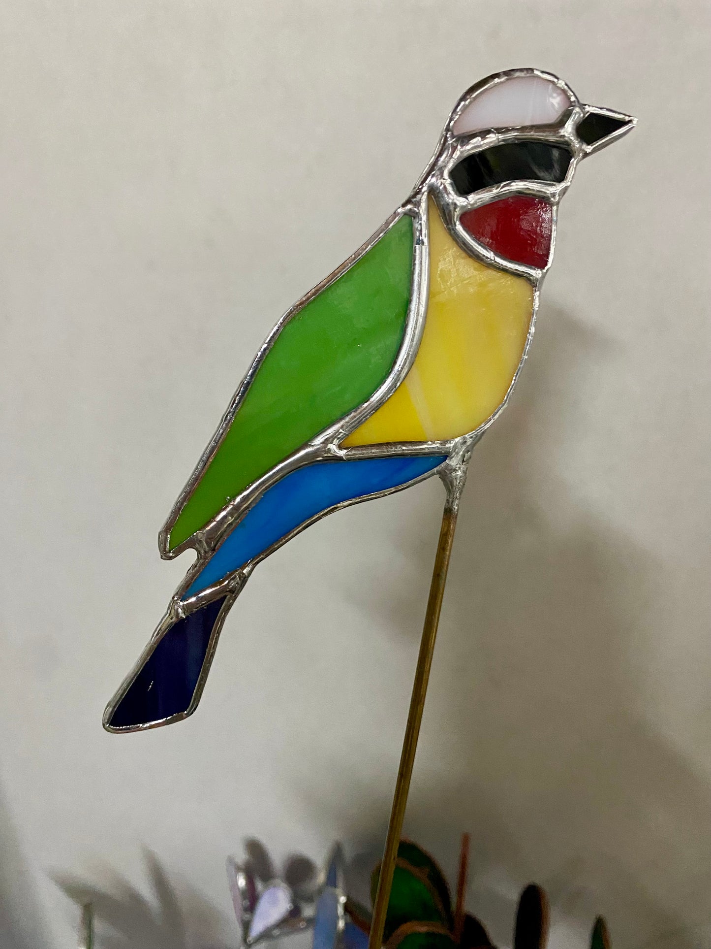 TROPICAL BIRD Plant Stake by Hip Chick Glass LLC, Stained Glass Bird, Glass Art Home Decor, Garden Art