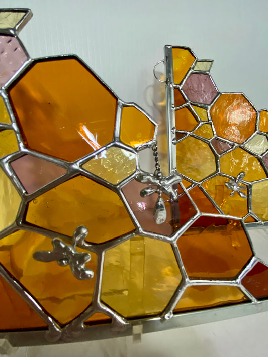 A Completely Different Honeycomb Stained Glass Panels by Hip Chick Glass LLC.