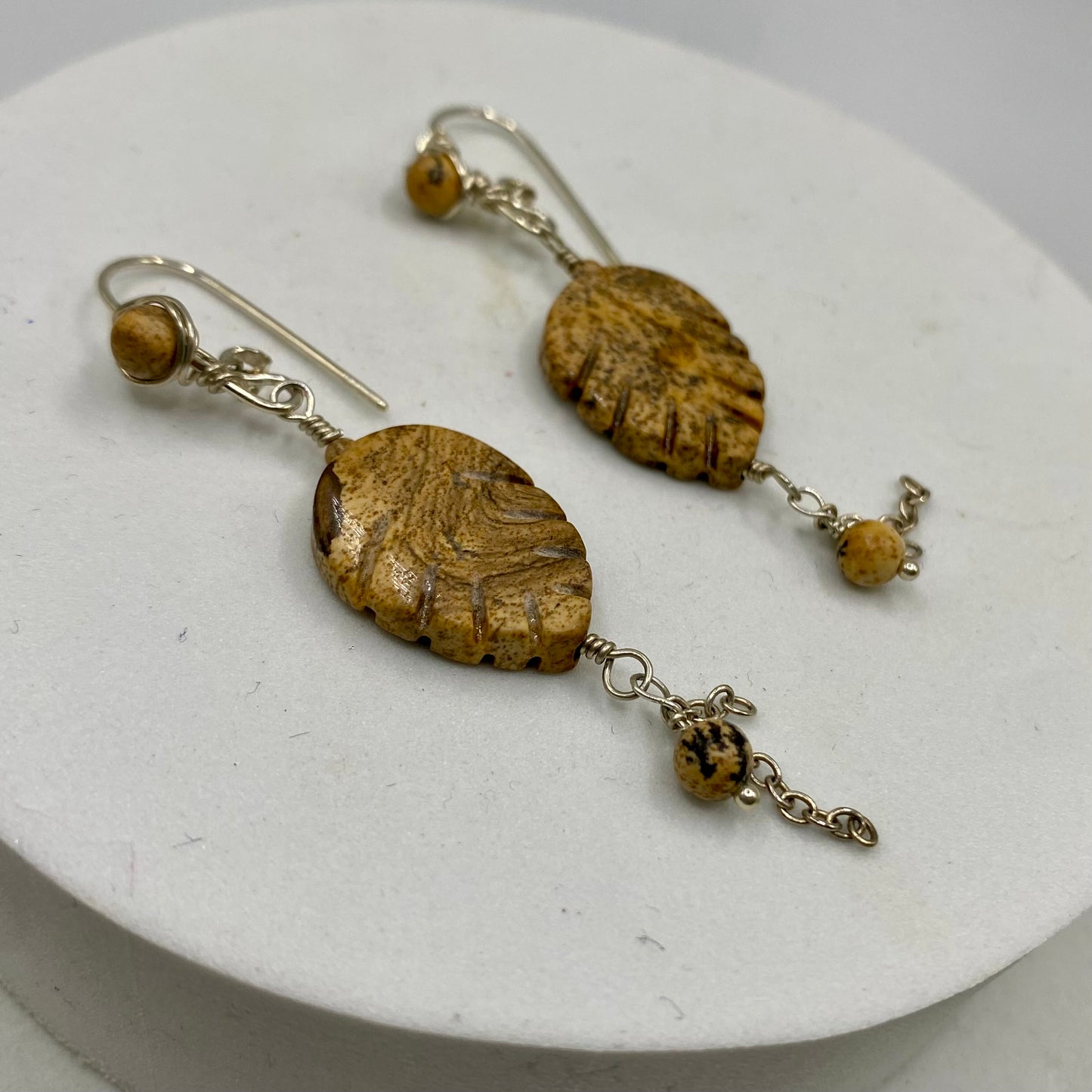 Picture Jasper Dangle Earrings by Hip Chick Glass, Sterling Silver Earrings, Handmade Gemstone Jewelry, Handmade Jewelry Gift