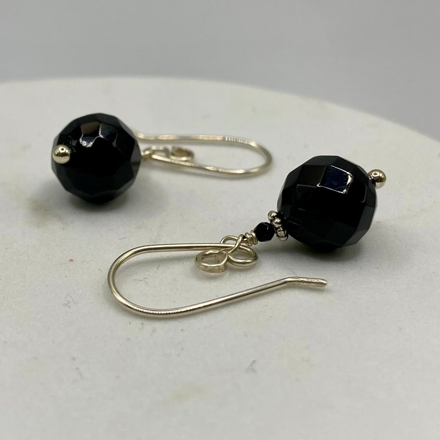 Black Onyx & Spinel Silver Earrings by Hip Chick Glass, Sterling Silver Earrings, Handmade Gemstone Jewelry, Birthstone Gift