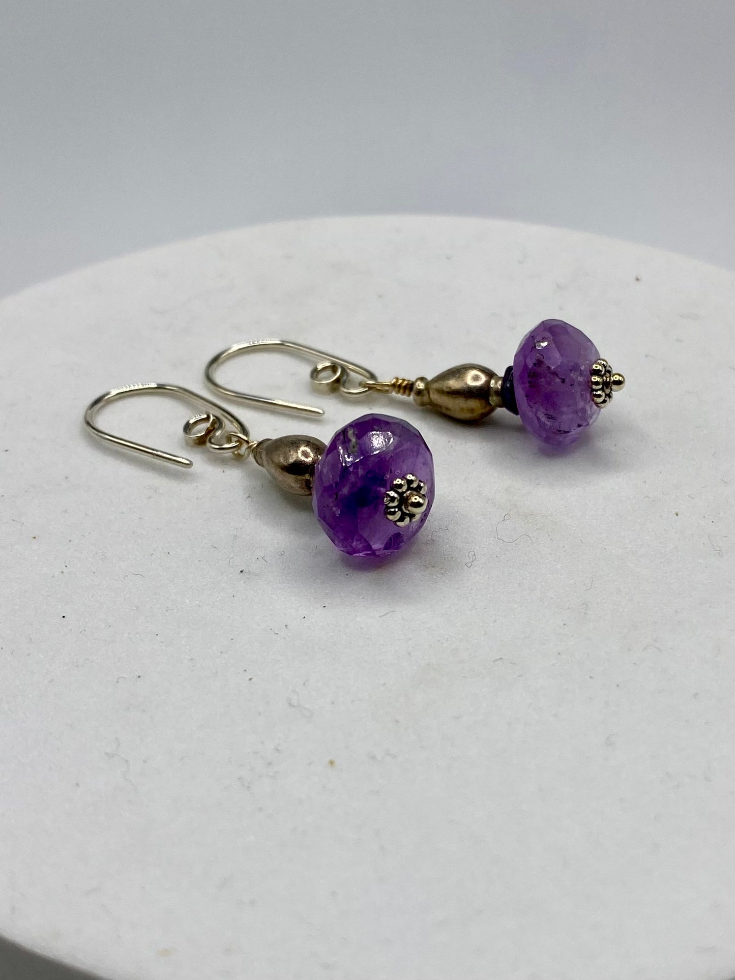 Faceted Amethyst, Iolite, Sterling Silver Earrings by Hip Chick Glass, Sterling Silver Earrings, Handmade Gemstone Jewelry, February Birthstone Gift
