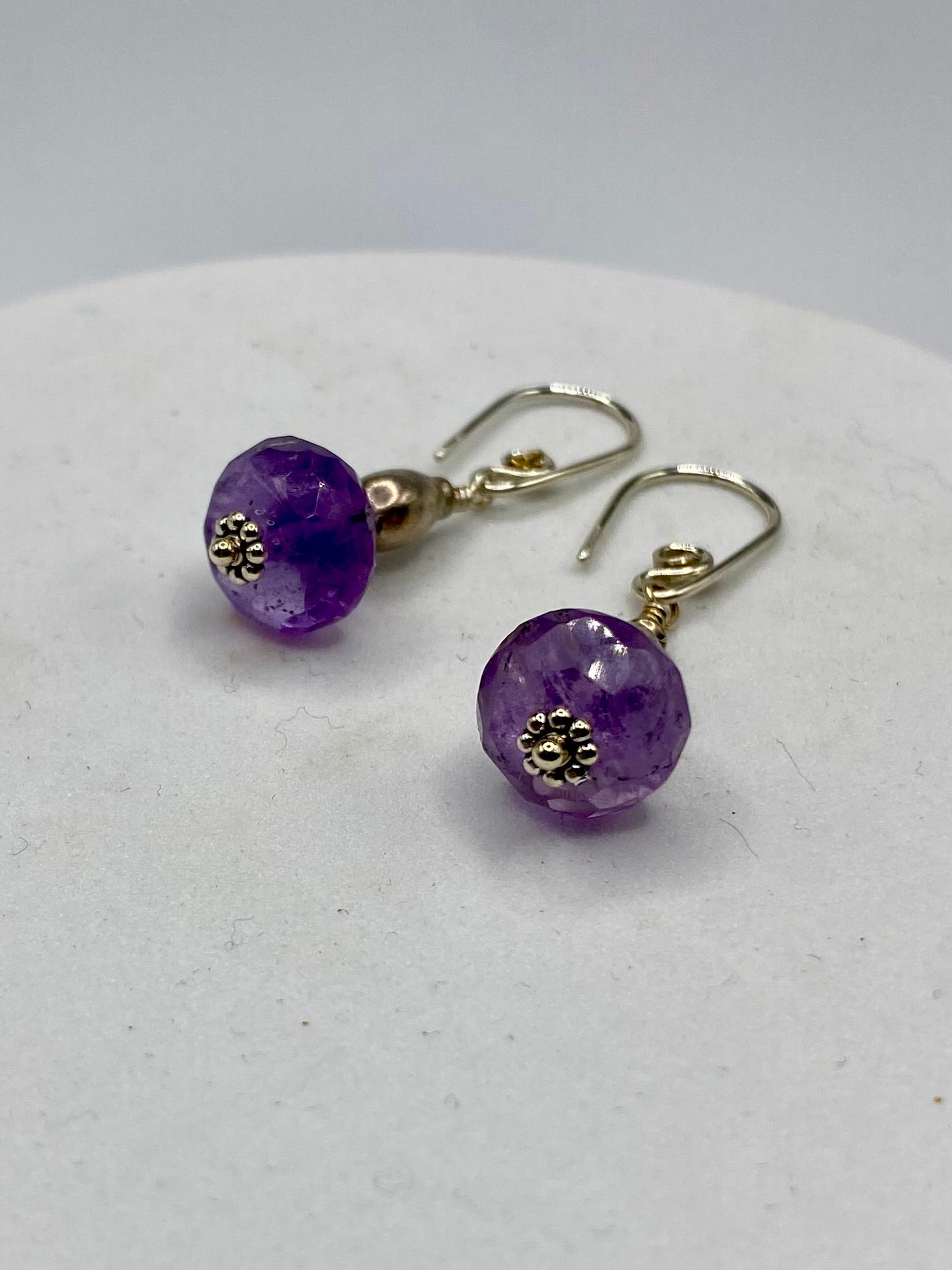 Faceted Amethyst, Iolite, Sterling Silver Earrings by Hip Chick Glass, Sterling Silver Earrings, Handmade Gemstone Jewelry, February Birthstone Gift