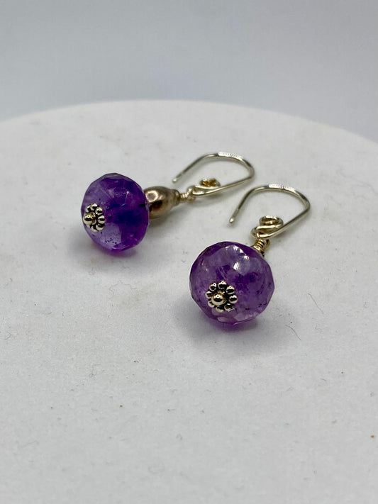 Faceted Amethyst, Iolite, Sterling Silver Earrings by Hip Chick Glass, Sterling Silver Earrings, Handmade Gemstone Jewelry, February Birthstone Gift