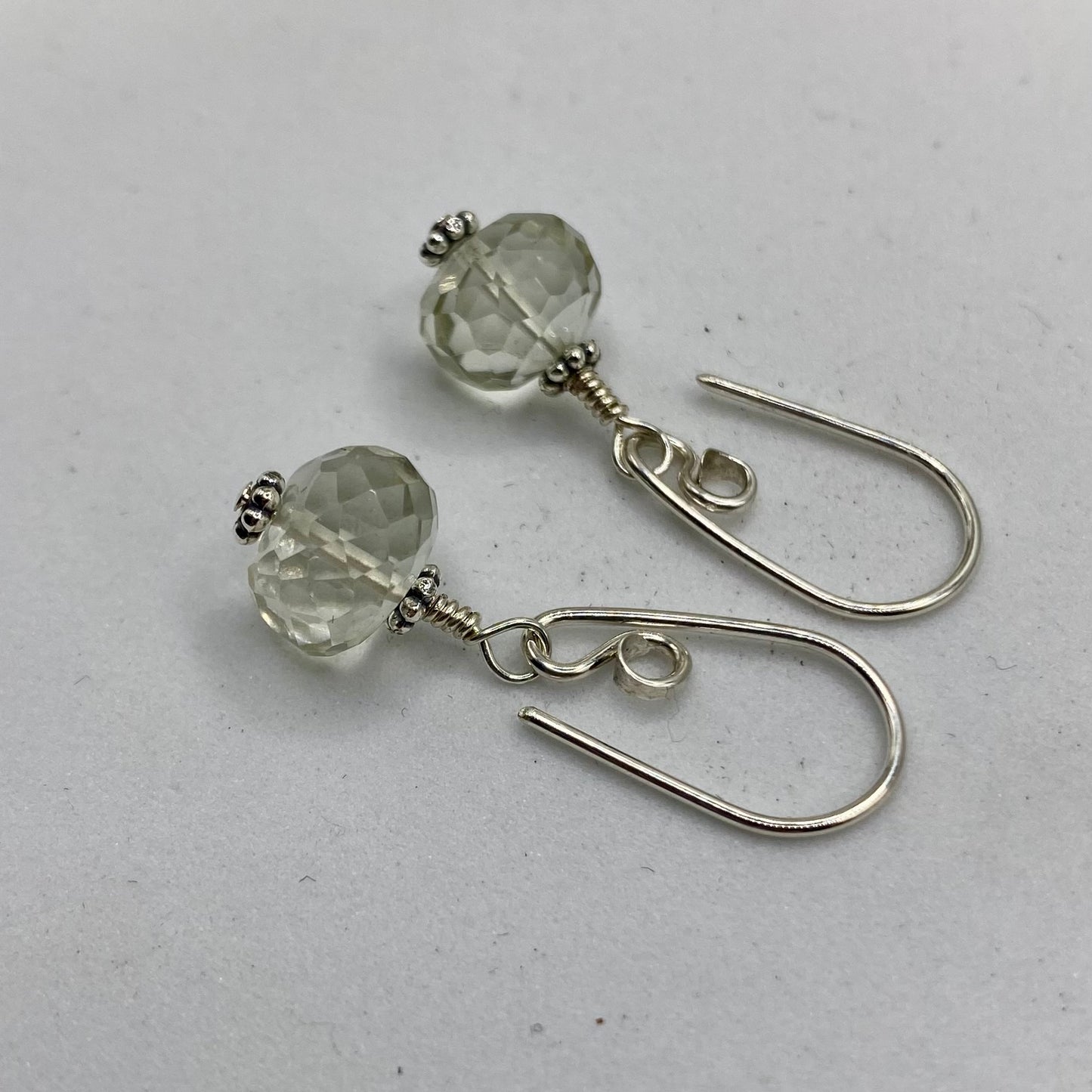 Prehnite Dangle Earrings by Hip Chick Glass, Sterling Silver Earrings, Handmade Gemstone Jewelry