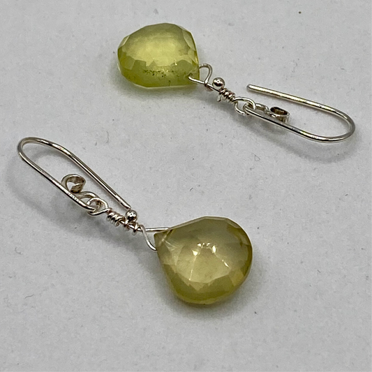 Lemon Quartz Dangle Earrings by Hip Chick Glass, Sterling Silver Earrings, Handmade Gemstone Jewelry, Handmade Jewelry Gift, Birthstone Earrings