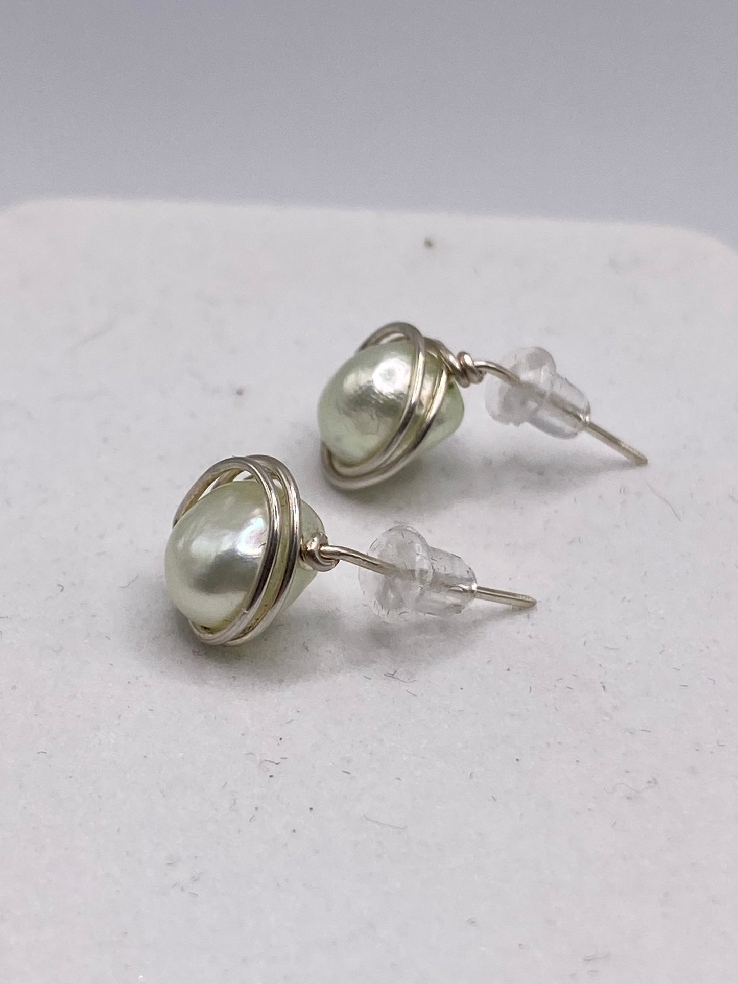 Freshwater Pearl Stud Earrings by Hip Chick Jewelry, Pearl Studs, Pearl Earrings, Silver Pearl Earrings, Handmade Earrings