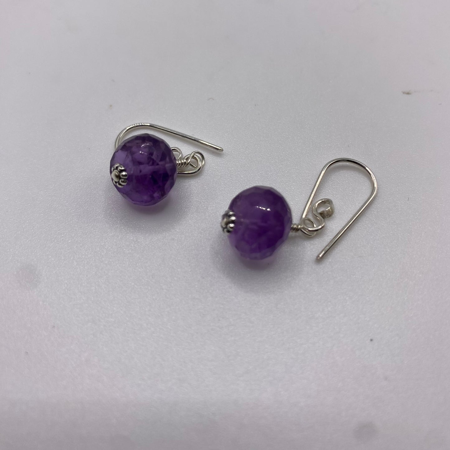 Handmade Amethyst Earrings by Hip Chick Glass, Sterling Silver Wire Wrap Earrings, Handmade Gemstone Jewelry, February Birthstone Gift