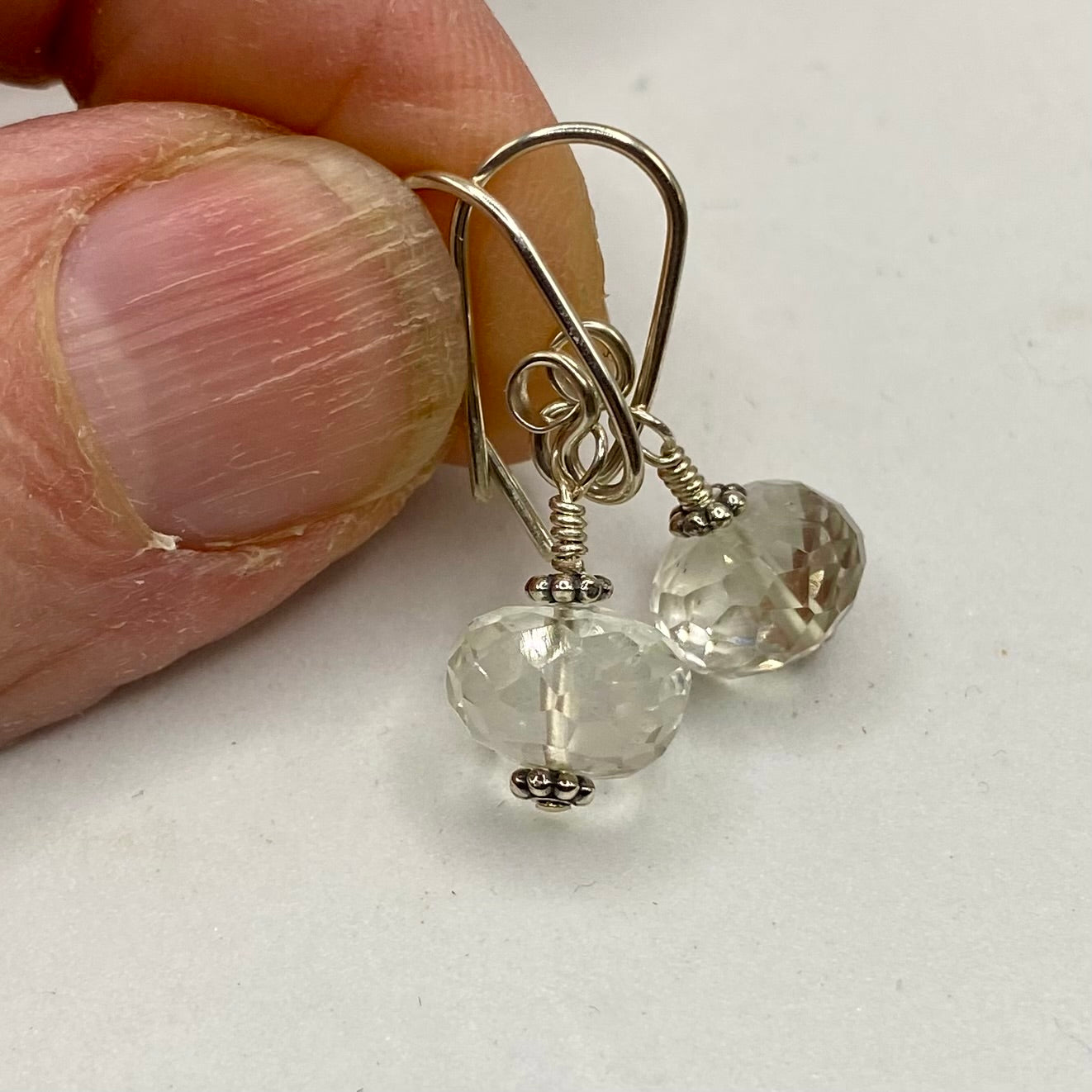 Rare Faceted Green Amethyst Earrings by Hip Chick Glass, Sterling Silver Earrings, Handmade Gemstone Jewelry, February Birthstone Gift