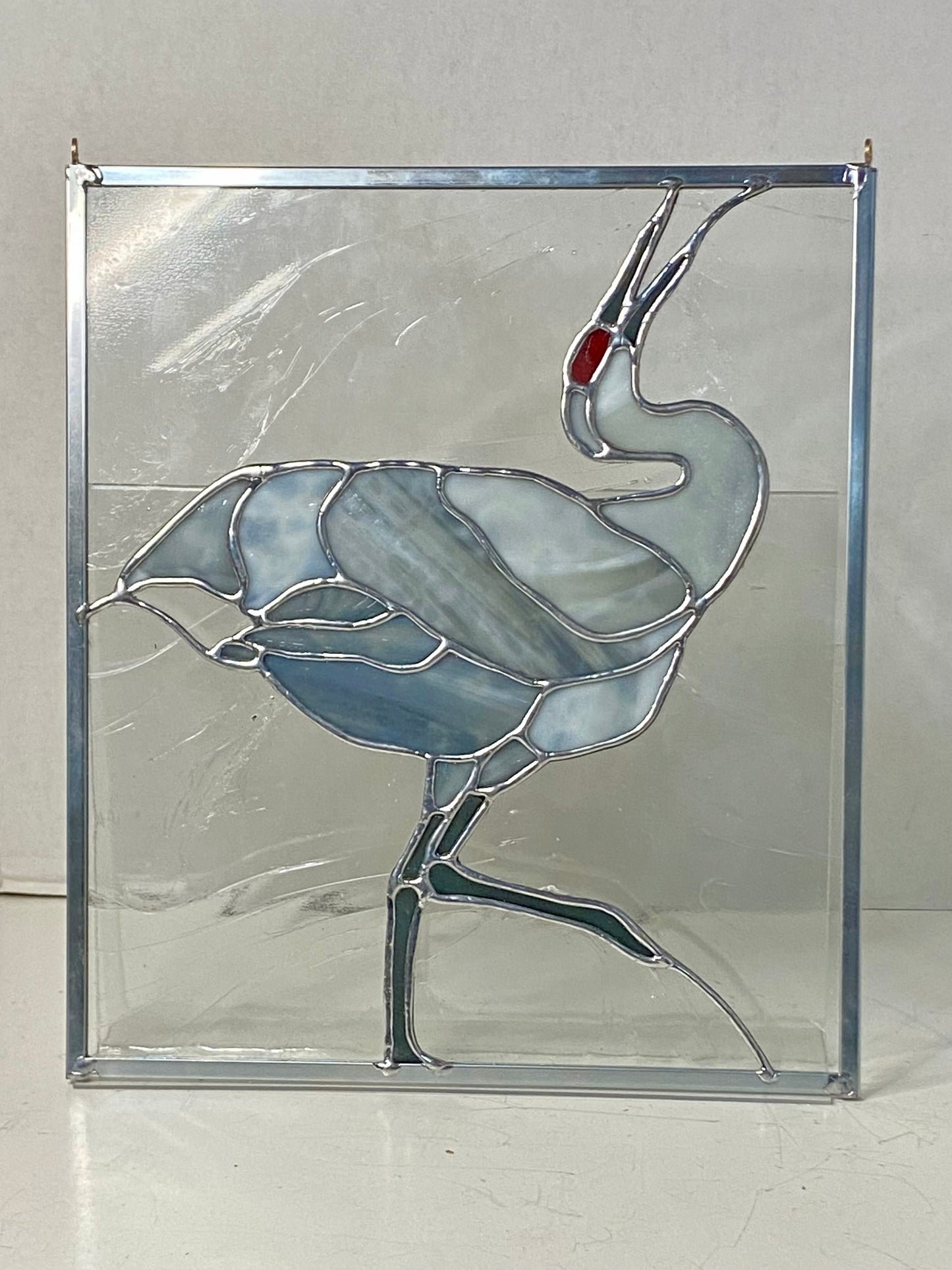 Dancing Sandhill Crane | Stained Glass Window Panel by Hip Chick Glass, Original Design Handmade Glass Art