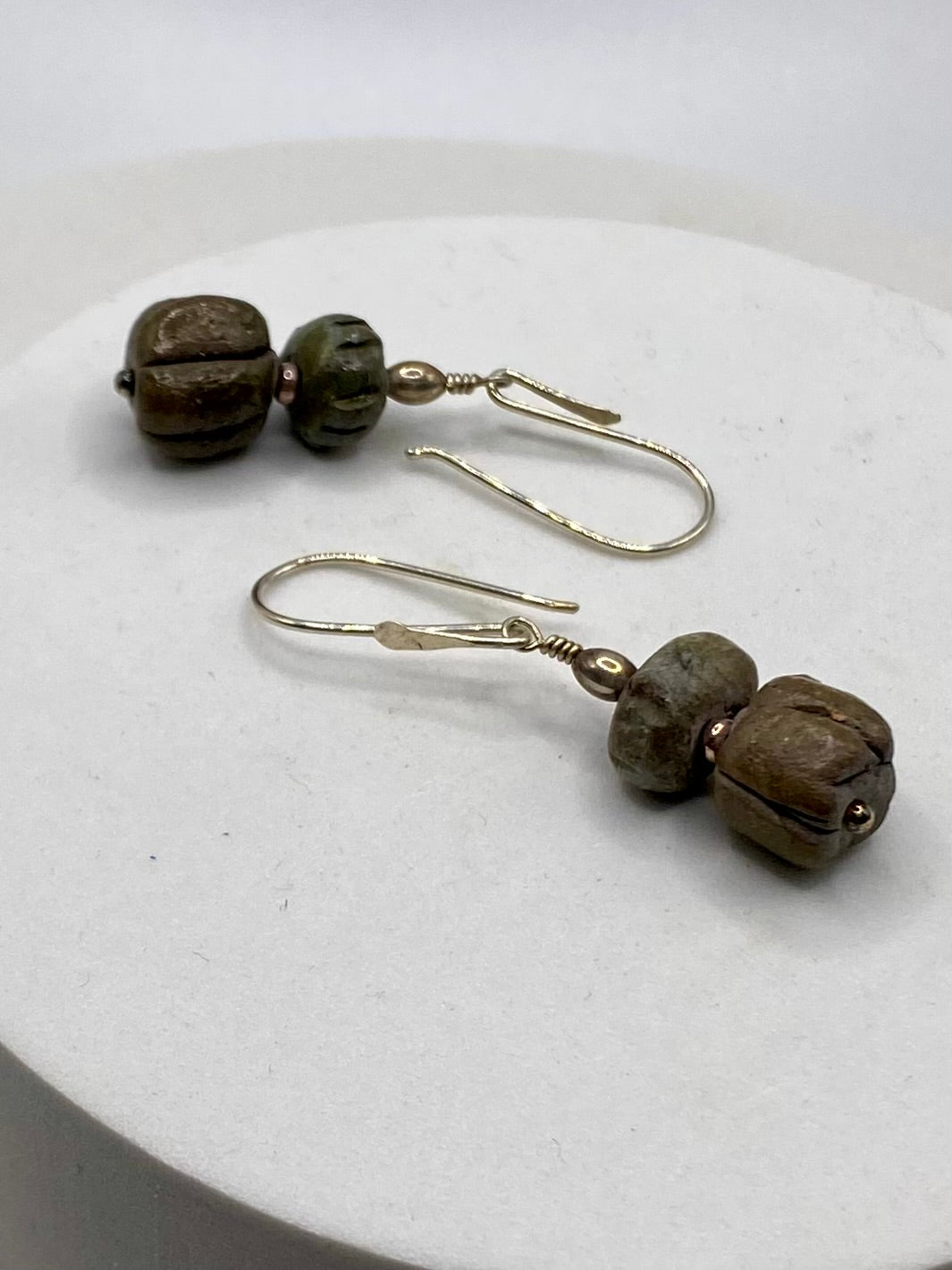Ceramic Bead Earrings by Hip Chick Glass, Sterling Silver Drop Earrings, Handmade Gemstone Jewelry, Gift For Woman