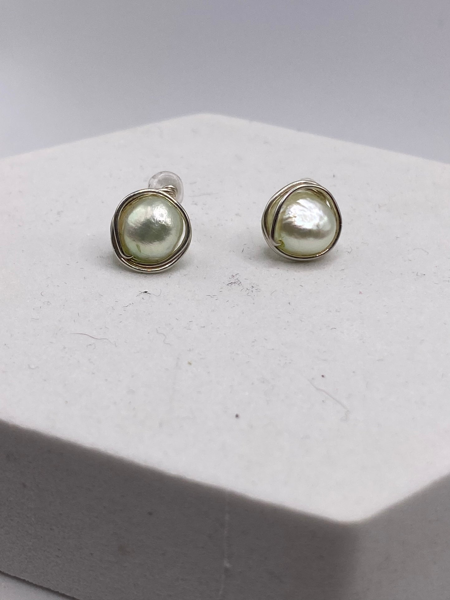 Freshwater Pearl Stud Earrings by Hip Chick Jewelry, Pearl Studs, Pearl Earrings, Silver Pearl Earrings, Handmade Earrings