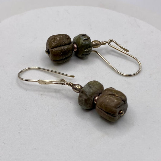 Ceramic Bead Earrings by Hip Chick Glass, Sterling Silver Drop Earrings, Handmade Gemstone Jewelry, Gift For Woman