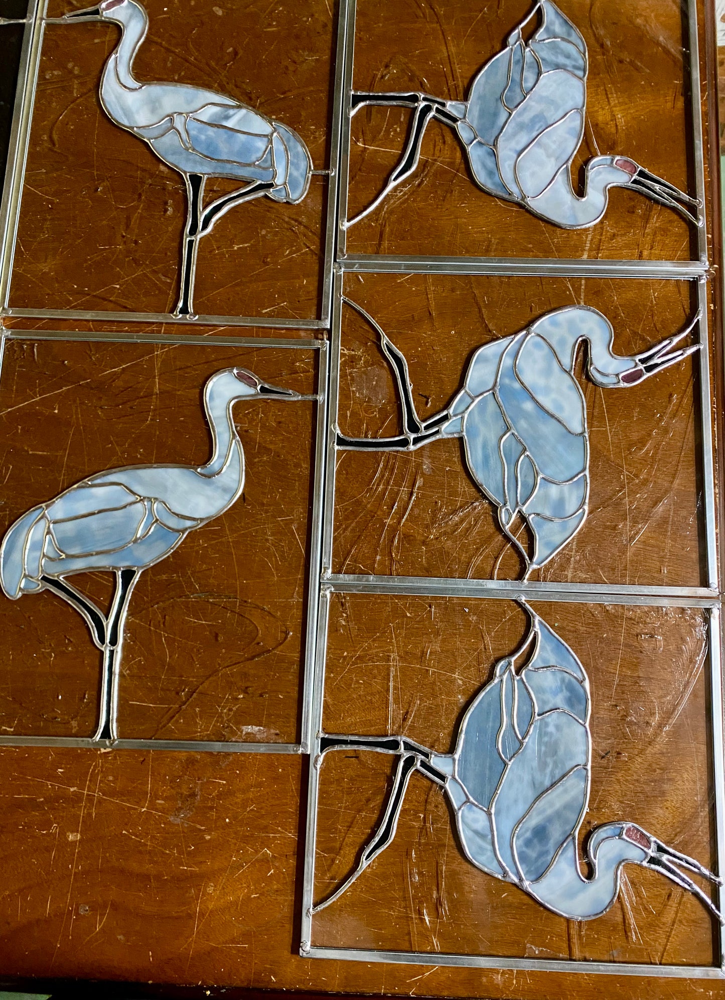 Dancing Sandhill Crane | Stained Glass Window Panel by Hip Chick Glass, Original Design Handmade Glass Art