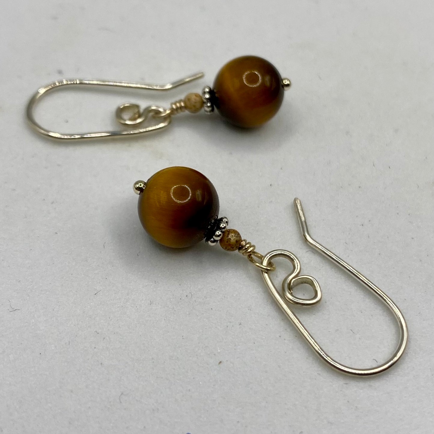 Tiger’s Eye, Picture Jasper Silver Earrings by Hip Chick Glass, Sterling Silver Earrings, Handmade Gemstone Jewelry, Birthstone Gift