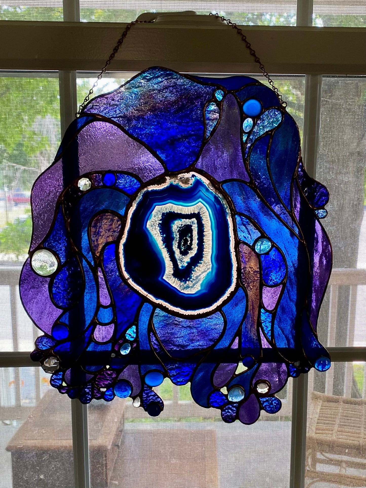 DISCORD | Stained Glass Window Panel | Glass Art Abstract Hanging Panel | Window Decor