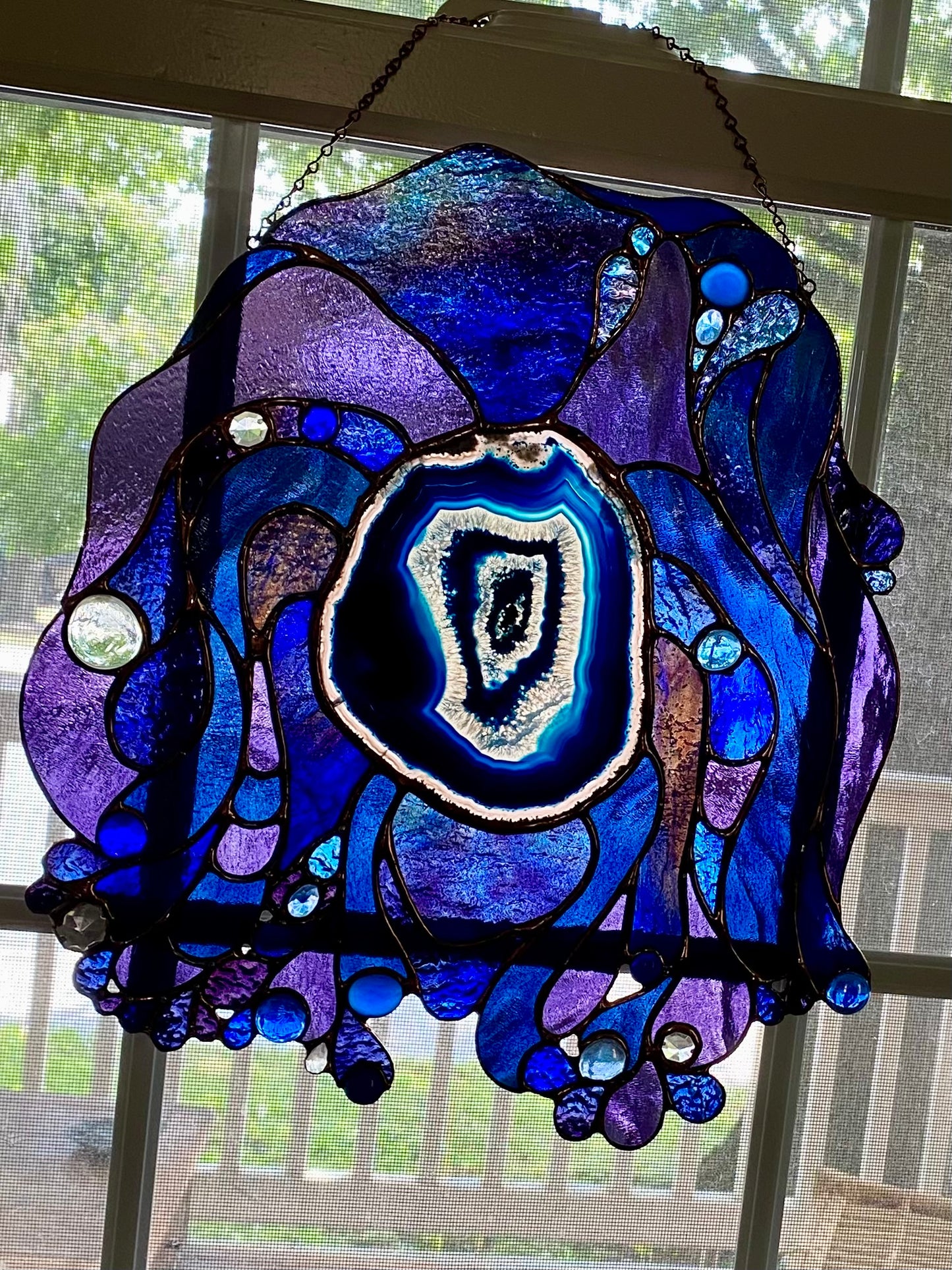 DISCORD | Stained Glass Window Panel | Glass Art Abstract Hanging Panel | Window Decor
