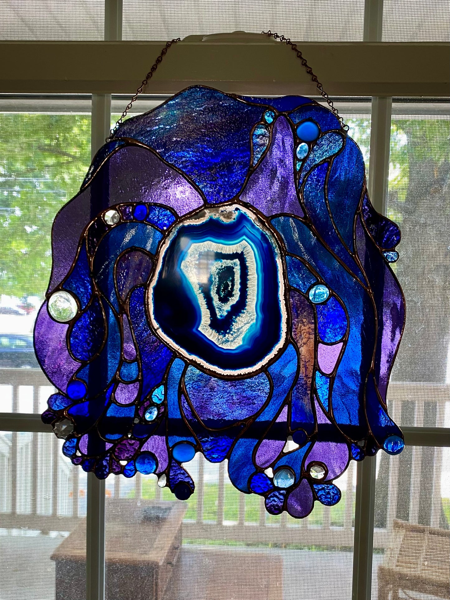DISCORD | Stained Glass Window Panel | Glass Art Abstract Hanging Panel | Window Decor