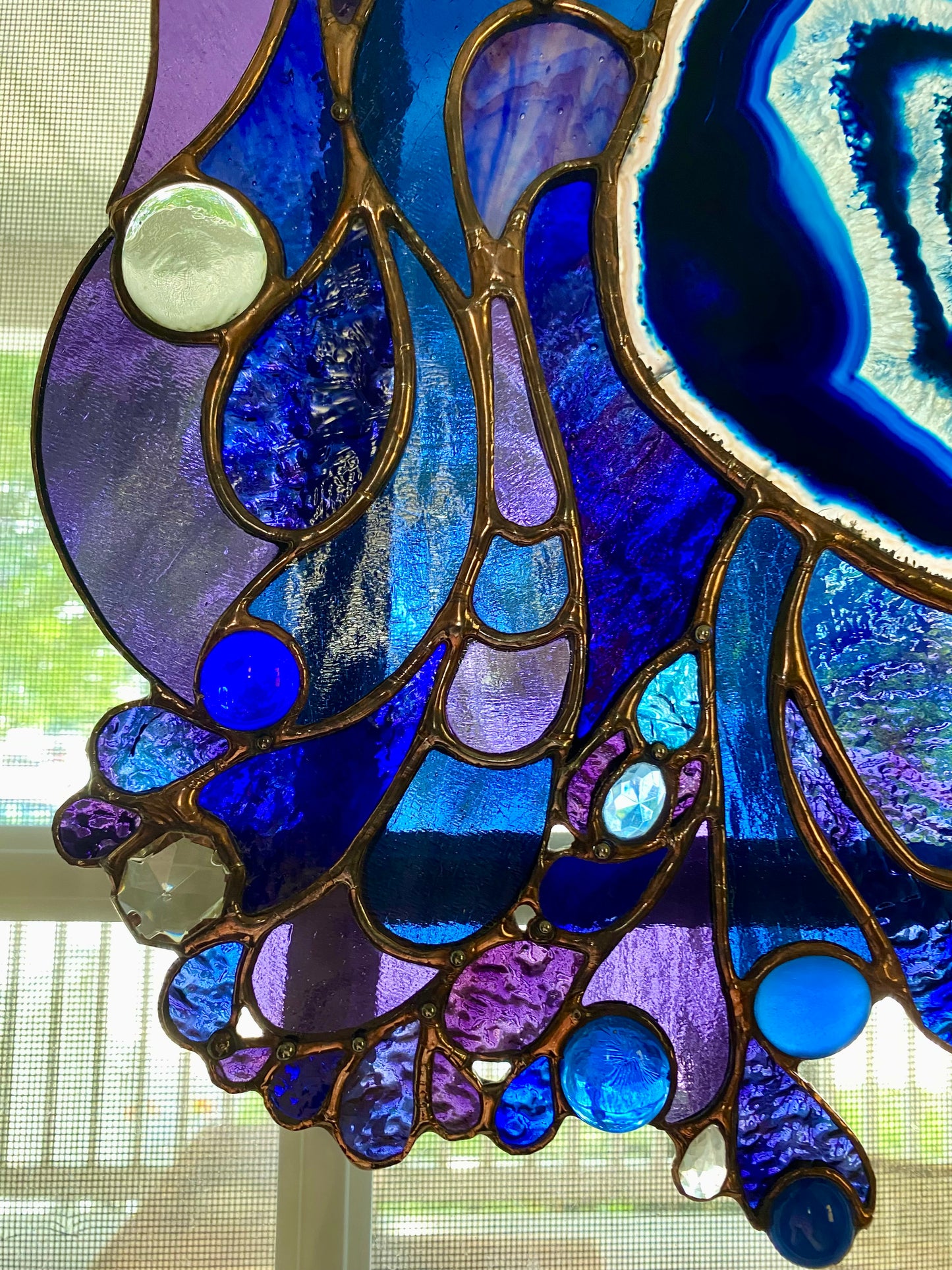 DISCORD | Stained Glass Window Panel | Glass Art Abstract Hanging Panel | Window Decor