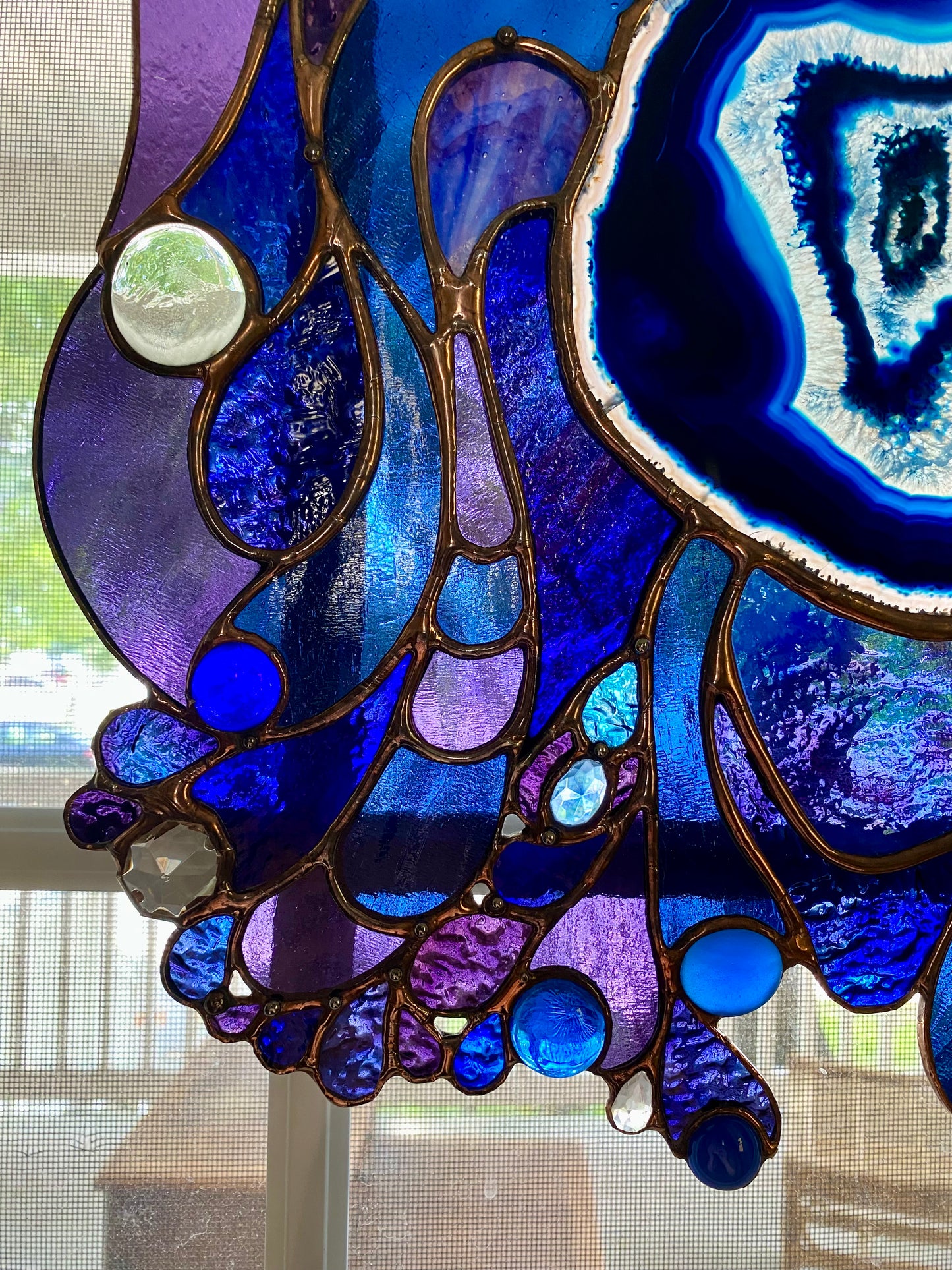 DISCORD | Stained Glass Window Panel | Glass Art Abstract Hanging Panel | Window Decor