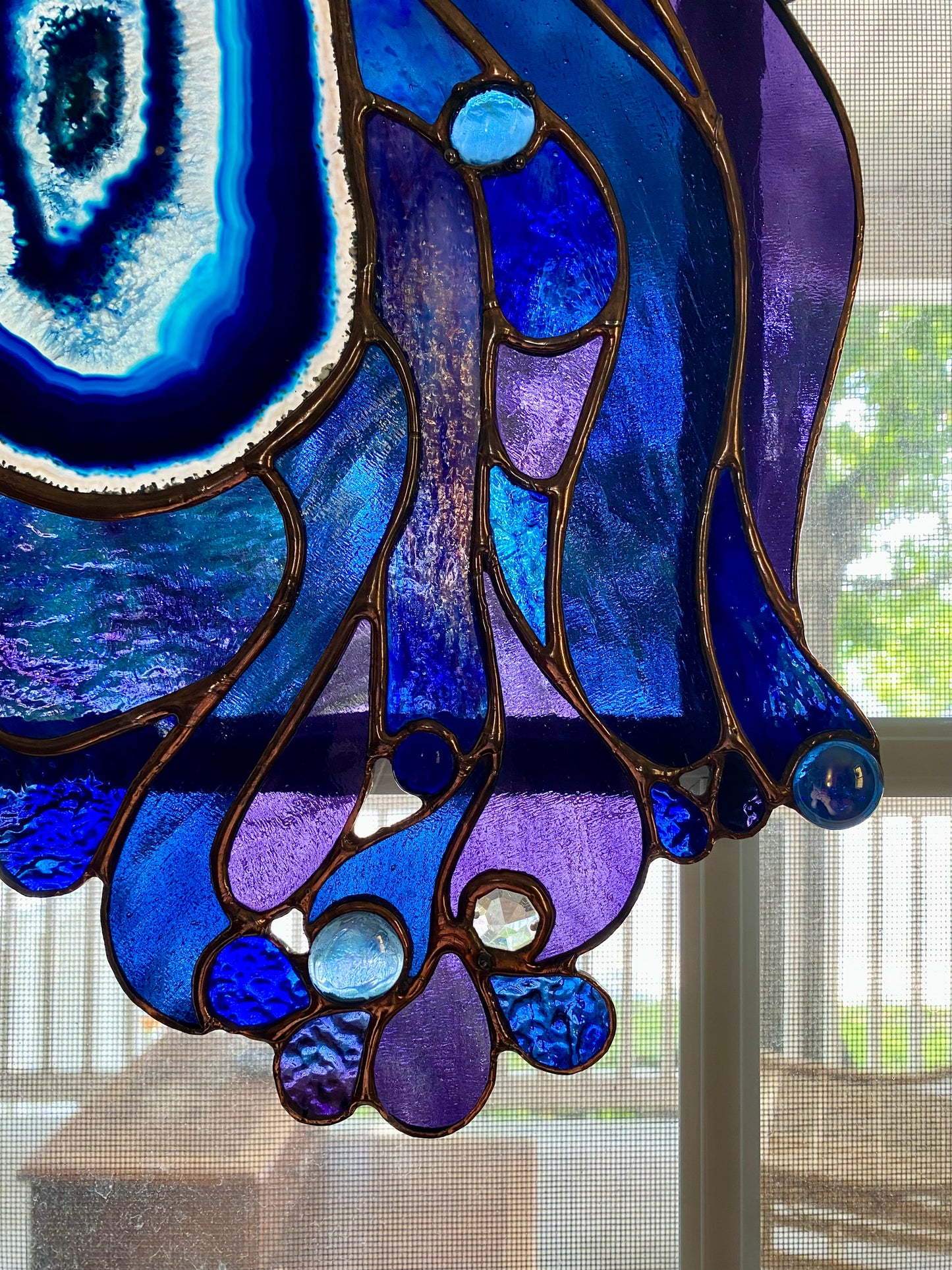DISCORD | Stained Glass Window Panel | Glass Art Abstract Hanging Panel | Window Decor